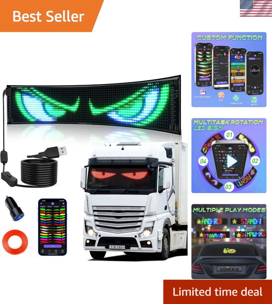23"x5" Devil Eyes LED Car Sign - Bluetooth Control Custom Messages & Animations