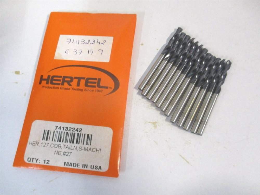 (74132242) #27 1" x 2-1/16" 135° Cobalt Spiral Screw Machine Drill Bit - Qty 12