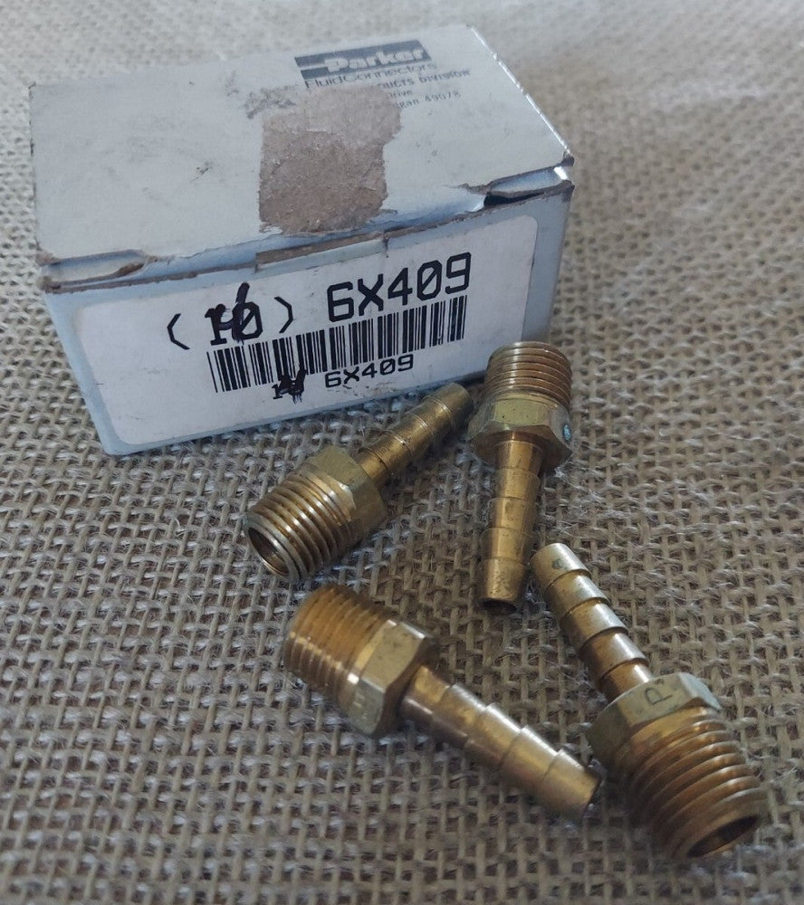 (4) Parker Fluid Connections 6X409 Male Hose Fittings