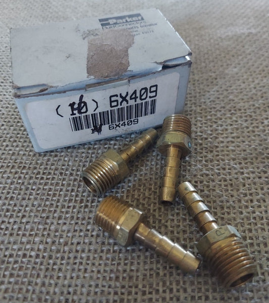 (4) Parker Fluid Connections 6X409 Male Hose Fittings