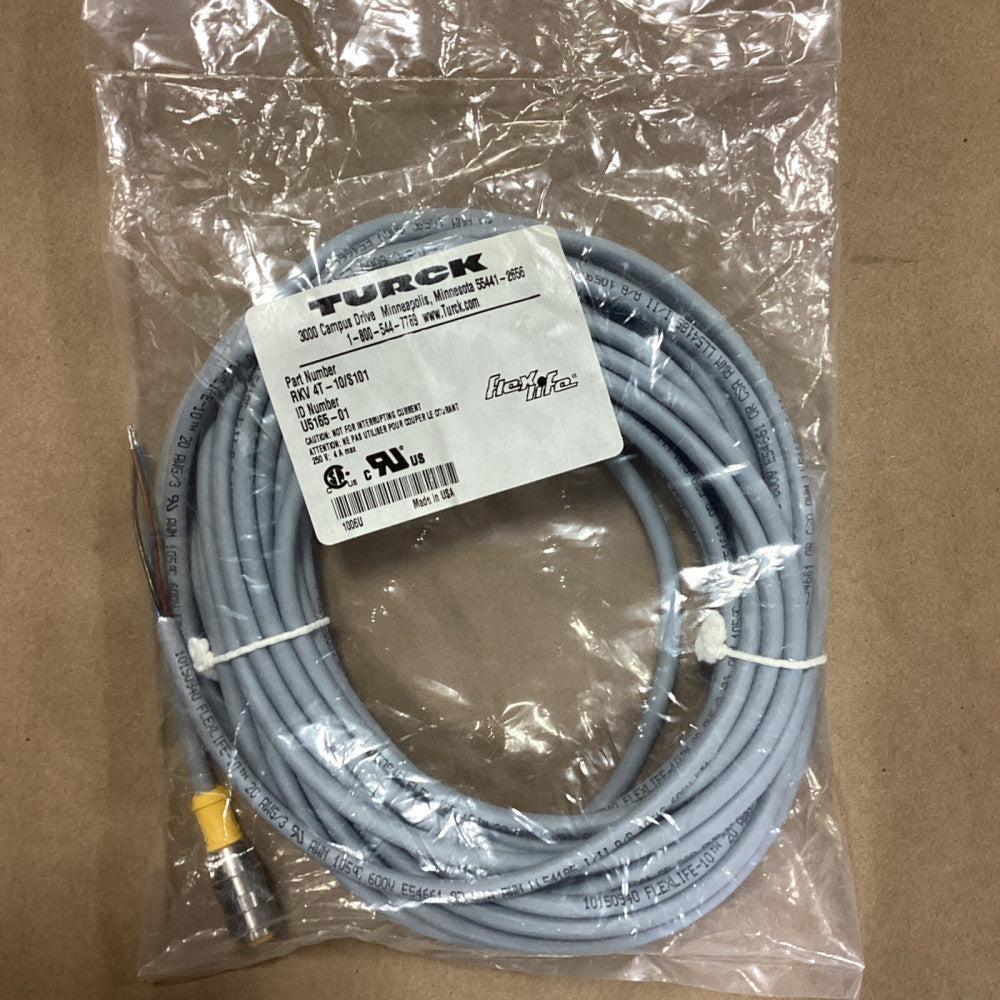 Turck RKV 4T-4 Actuator & Sensor Cordset M12 Female 10FT Long U5161-1