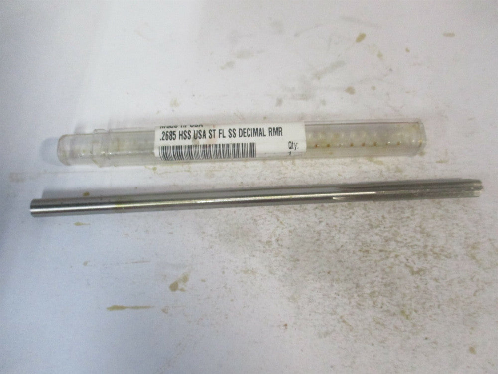 (433-0.2685) 0.2685" x 1-1/2" x 6" Straight Shank HSS 6-Flute Chucking Reamer 