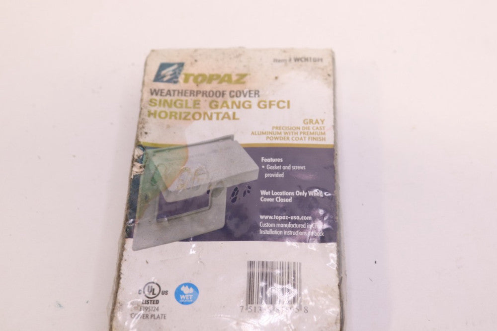Topaz Weatherproof Cover Single Gang GFCI Horizontal Gray WCH1GFI