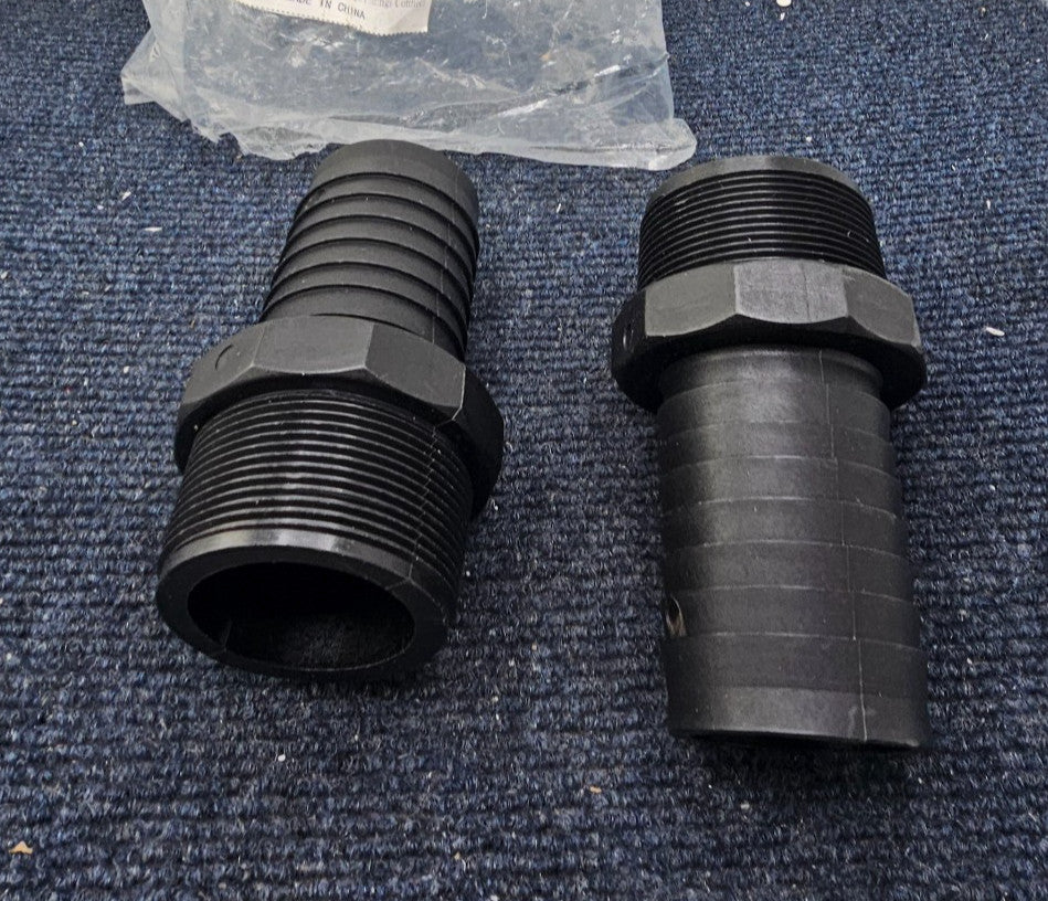 (QTY 2) 2" Barb X 2" NPT Male Connector, Plastic Hose Barb Fitting Adapter