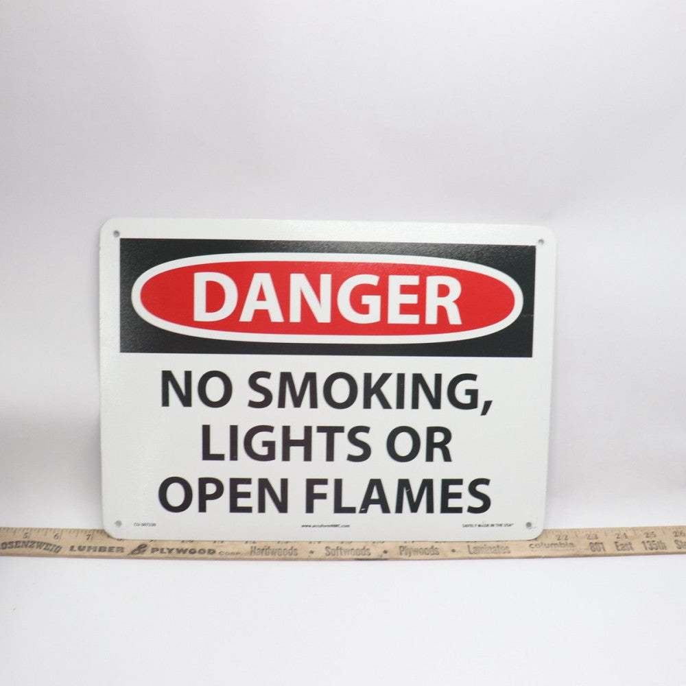 Danger No Smoking Lights or Open Flames Sign Metal 14" x 10" CU-507230