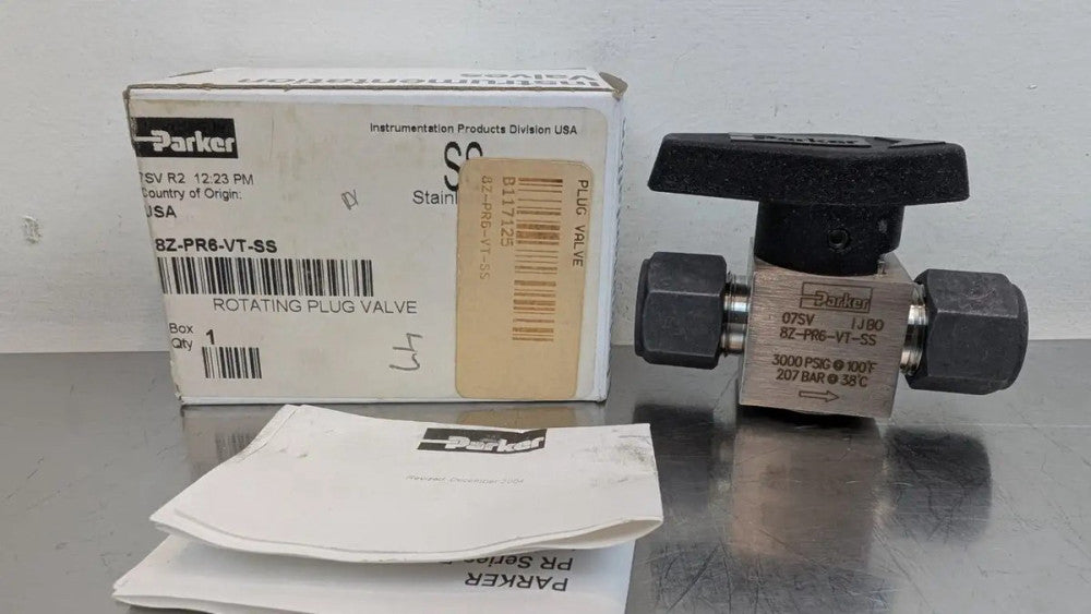 Parker 8Z-PR6-VT-SS Stainless Steel Rotating Plug Valve 1/2" 3000 PSI