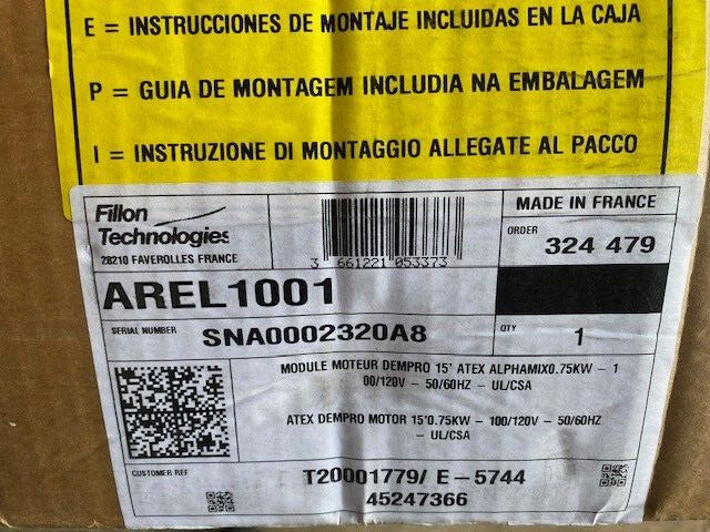 FILLON TECHNOLOGIES AREL1001 ATEX DEMPRO Explosion Proof Motor ALPHAMIX  .75 KW