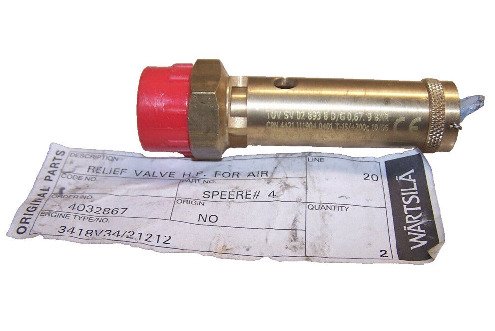 NEW WARTSILA SPEERE #4 BRASS RELIEF VALVE  TUVSV02893
