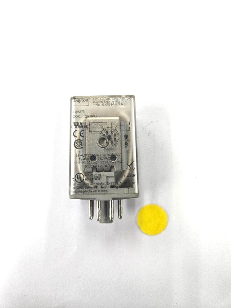 DAYTON 5X827N DPDT 16 AMP OCTAL RELAY 120 VAC