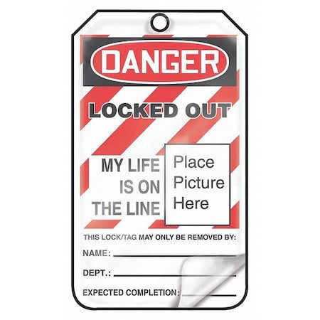 Accuform Mlt609lpp Lockout Tag, Danger, Plastic, 3 1/4 In Width, 5 3/4 In