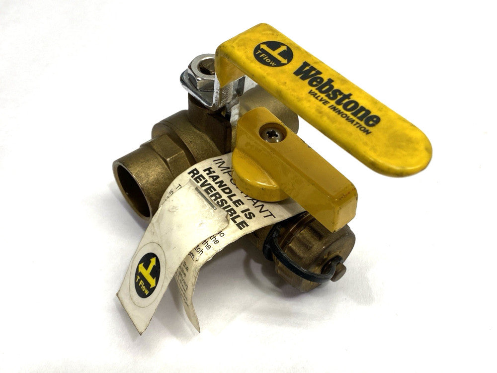 Webstone 50613 Brass T-Flow Drain Ball Valve 3/4" 600PSI SHELFWARE