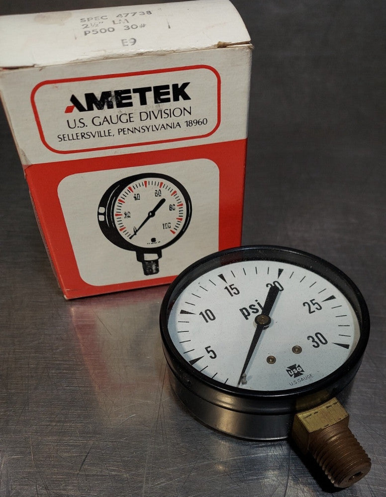 AMETEK 47738 2-1/2". P500.  0-30#  LM 1/4". USG GAUGE