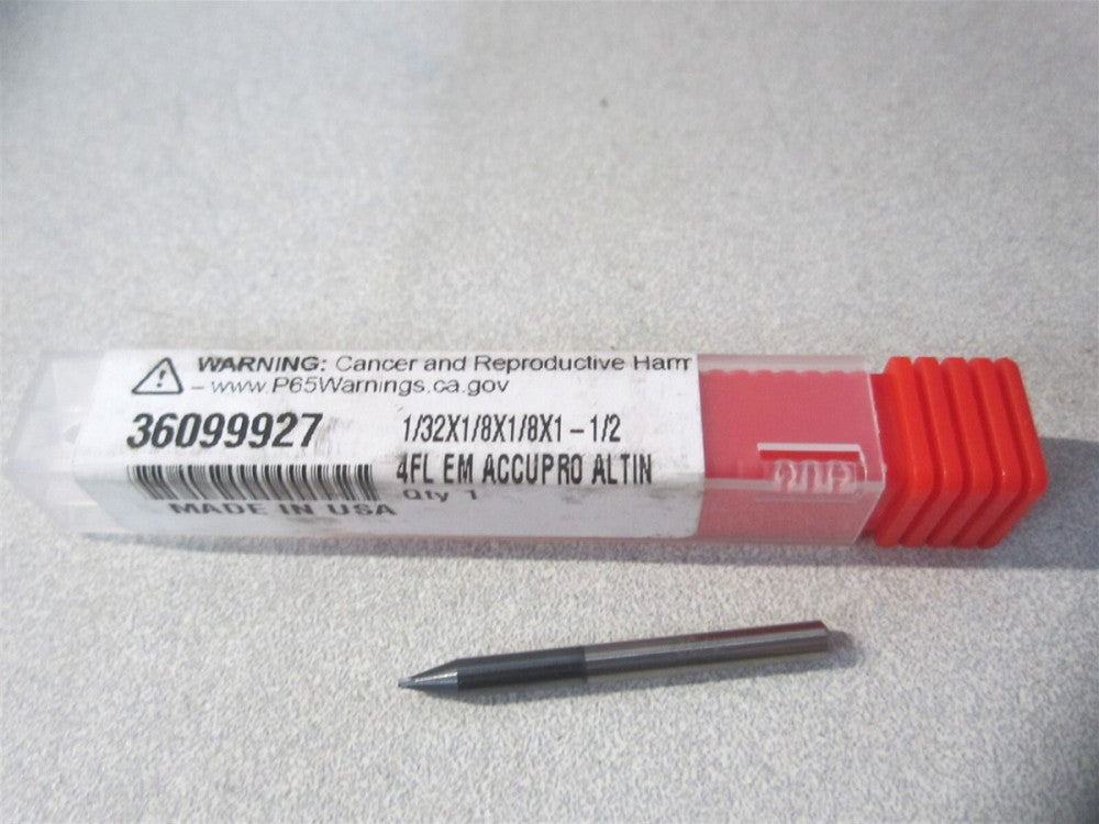 (12179027) 0.0312 x 0.1250" x 0.1250" x 1.5000" Solid Carbide 4Fl Square Endmill