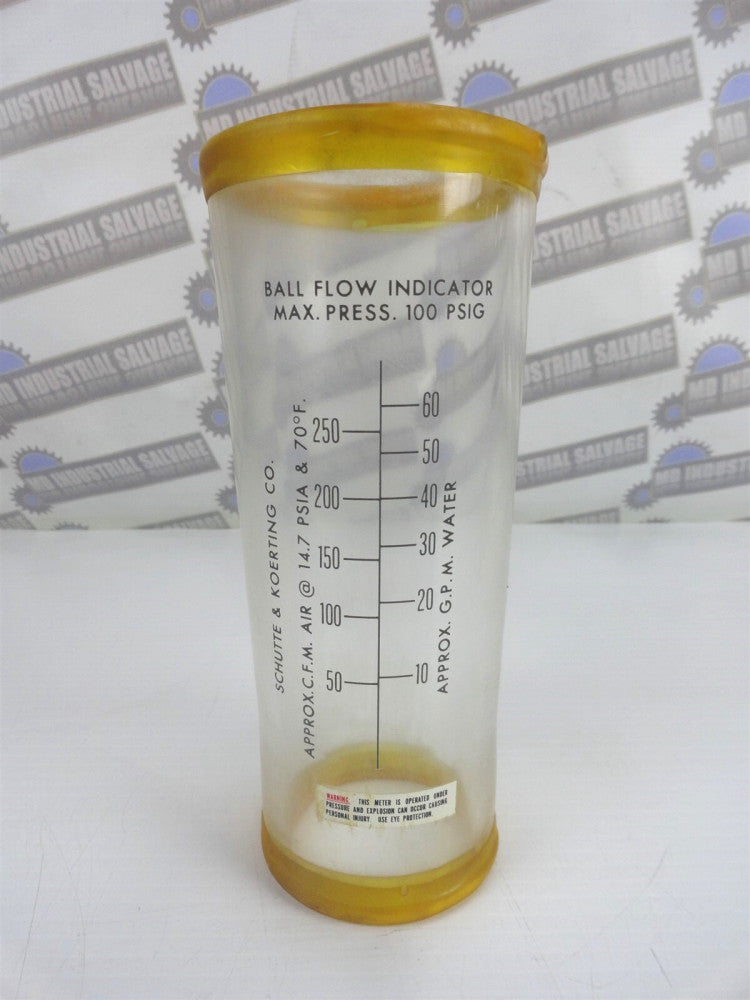 SCHUTTE & KOERTING - Ball Flow Indicator Glass Sight - 10-60 GPM / Max PSIG 100