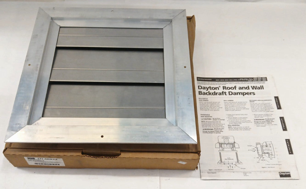 DAYTON 12" CWV/WALL DAMPER 4HX74 SIZE 12 X 12 VENTING KIT GALVANIZED STEEL