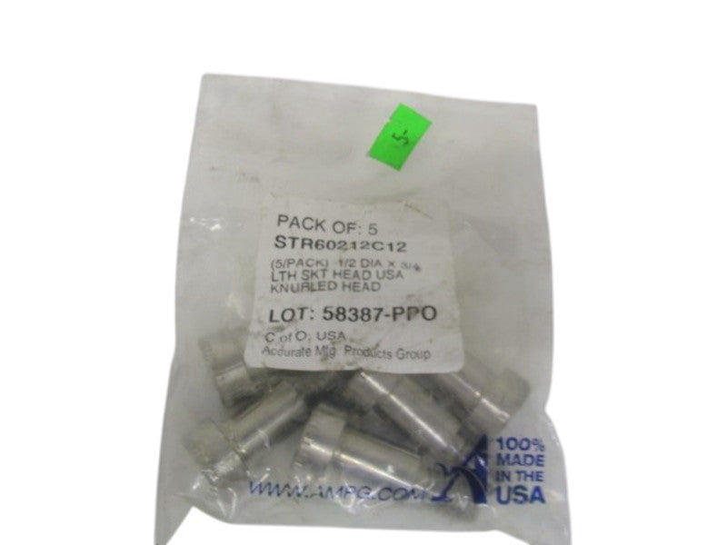 LOT OF 5 ACCURATE MFG. STR60212C12 KNURLED HEAD NSMP
