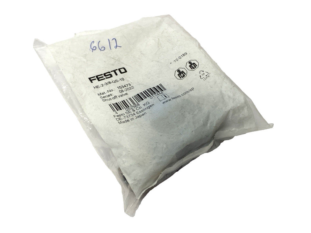 Festo HE-2-3/8-QS-10 Shut-Off Valve 153473