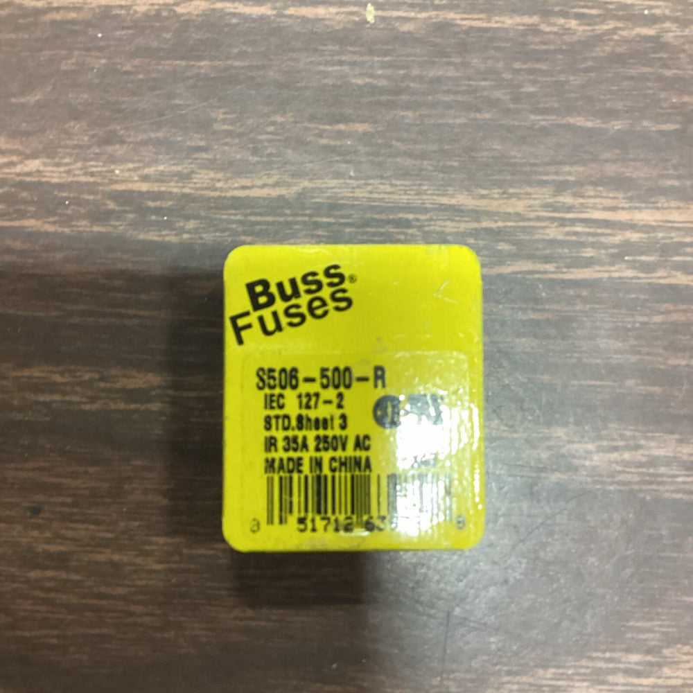 Cooper Bussmann Buss Fuse, S506-500-R S506, 500 mA, Pack Of 5