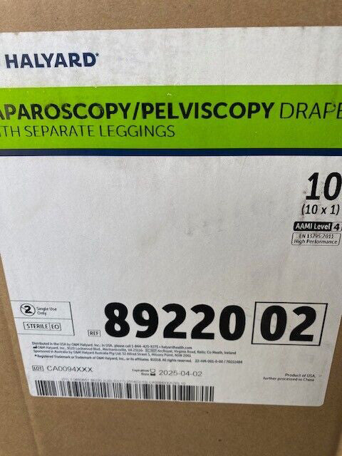 Case of 10 Halyard 89220 Drape Laparoscopy/Pelviscopy EXP 04/02/2025