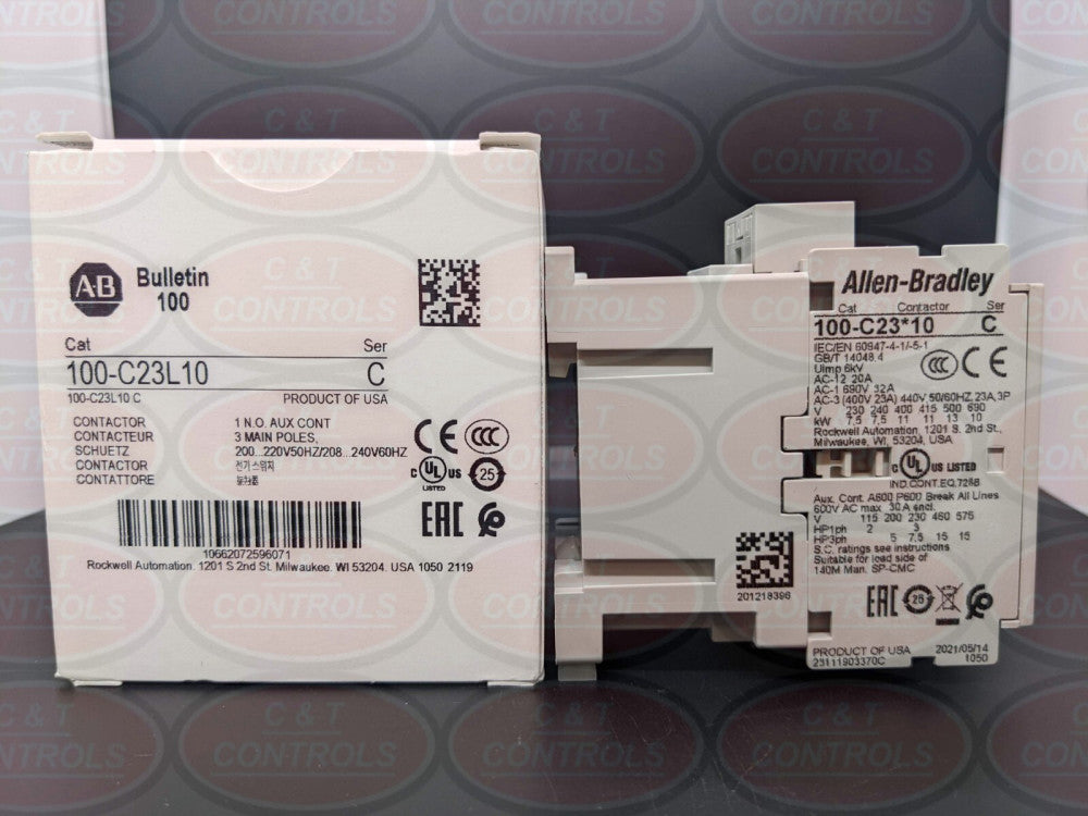 Allen Bradley 100-C23L10 Contactor 208-240V 23A 1 N.O. Aux Contact NIB