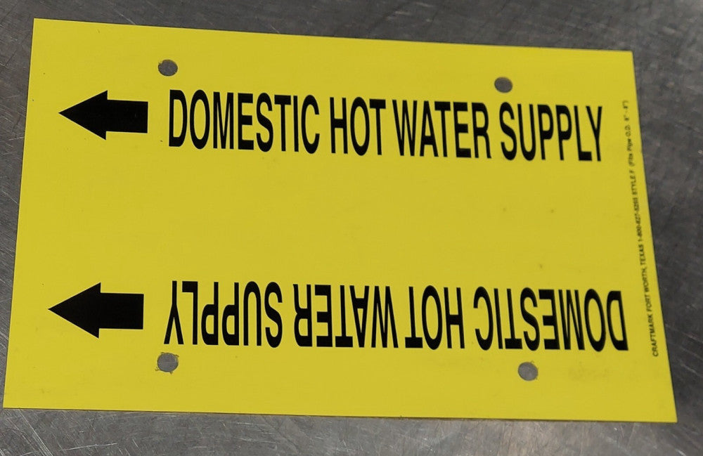 CRAFTMARK Domestic Hot Water Supply PIPE MARKER. Fits Pipe O.D. 6" to 8"