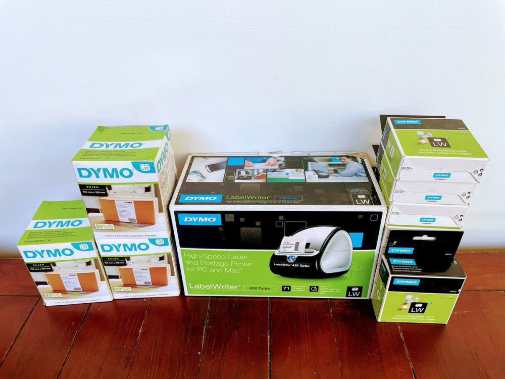 DYMO LABELWRITER 450 TURBO Thermal Printer +8 BOXES 1x1 & 3 boxes 6x4 Labels