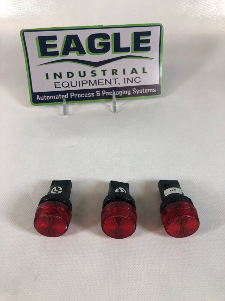 3pcs Indicator Lights AC/DC 24V Red LED Flush Panel Mount 7/8" 22mm