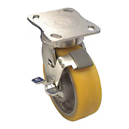 Zoro Select P25s-Gth 150K-14-Wb Plate Caster,1650 Lb. Load,Yellow Wheel