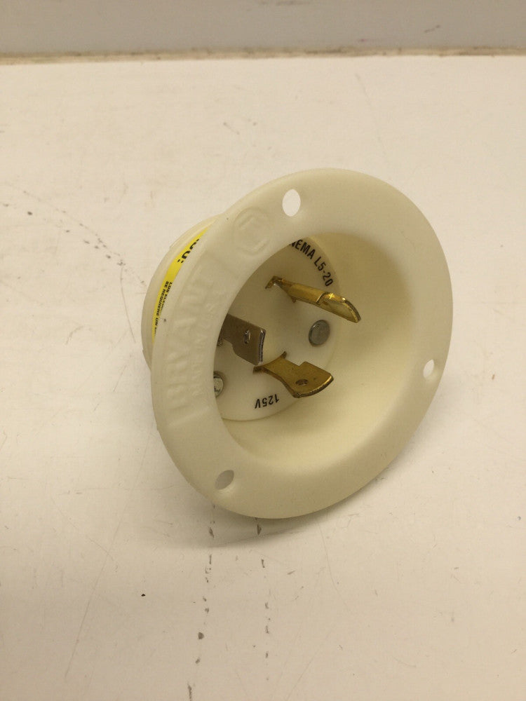 Bryant 70520MB Flanged Inlet Locking Male Base 20 Amp 125 Volt Nema L5-20 2P 3W