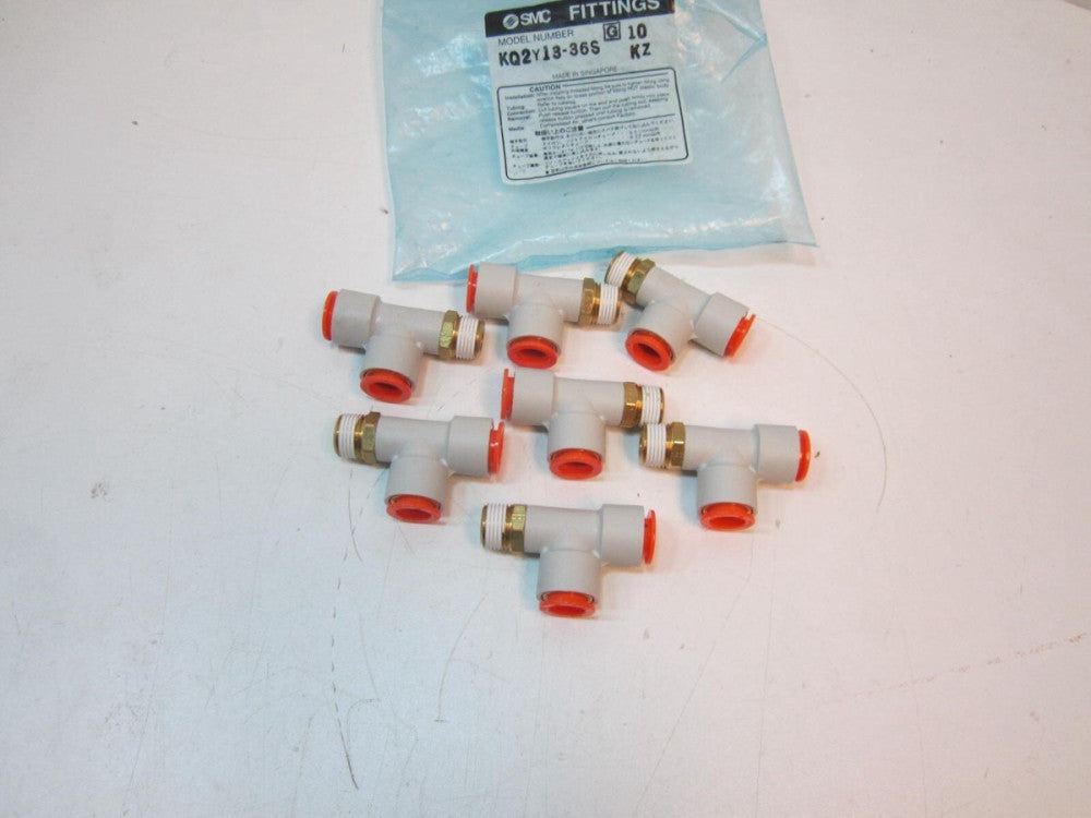 7-SMC PNEUMATICS KQ2Y13-36S Male Run Tee 1/2" O.D. Tube x 3/8" NPT 150 PSI New