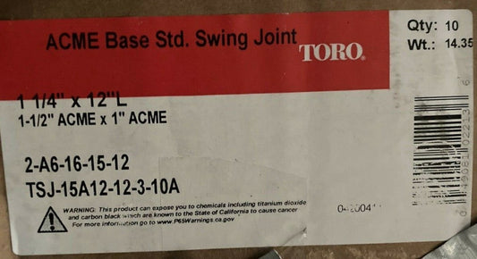 (1) TORO BASE STD SWING JOINT 1 1/4" X 12" L 1-1/2" ACME X 1" ACME