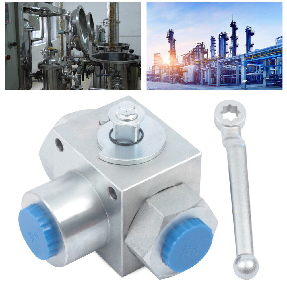  5800PSI 3-Way Female Hydraulic Valve Manual Ball Valve 3/4" NPT KHB3K-NPT3/4-L
