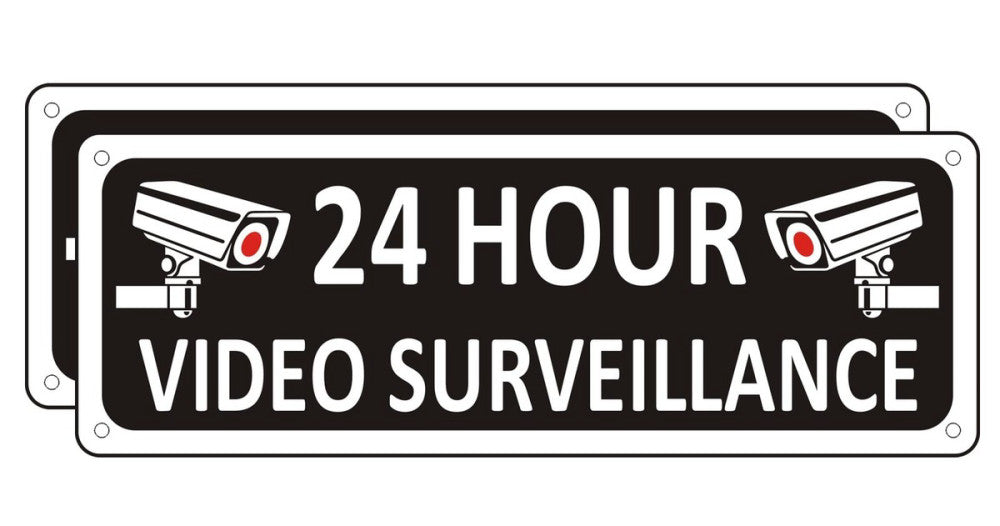 i-CowFun 2 Pack Heavy-duty Video Surveillance Signs Outdoor 10" x 3.5" Metal ...