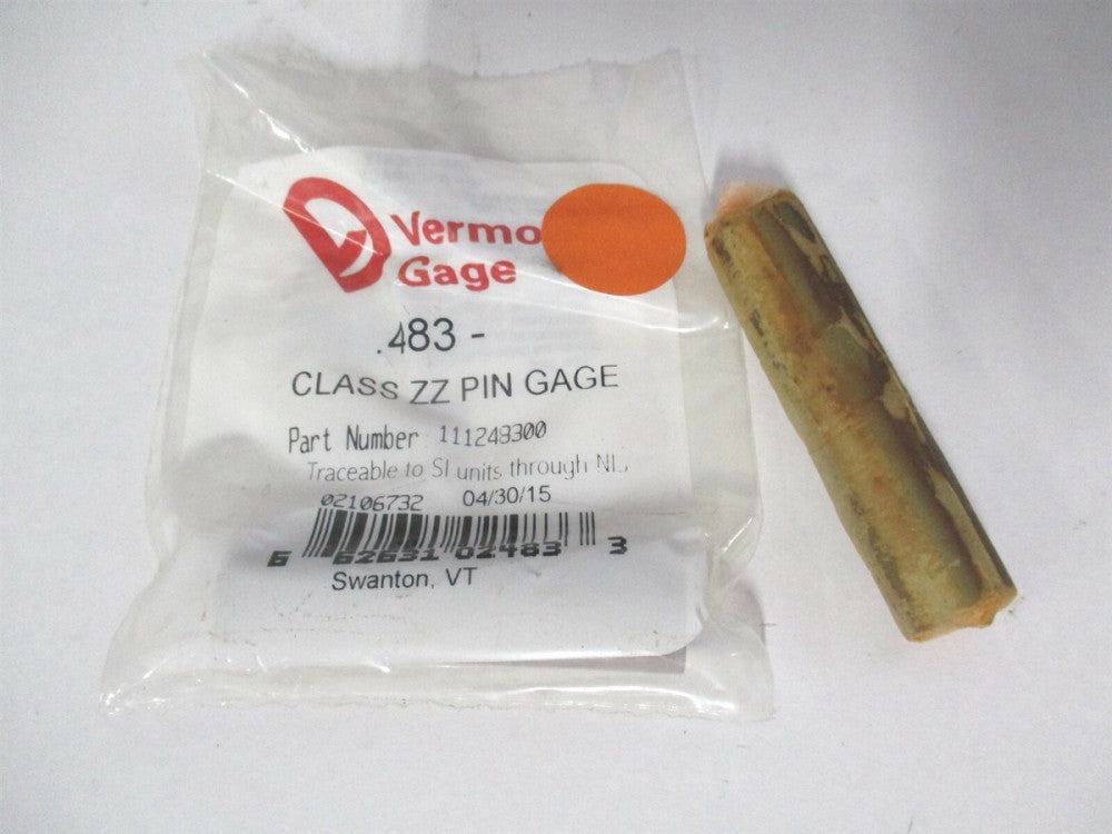 Vermont Gage (111248300) 0.483" Diam Class ZZ Minus Plug & Pin Gage - Lot of 2