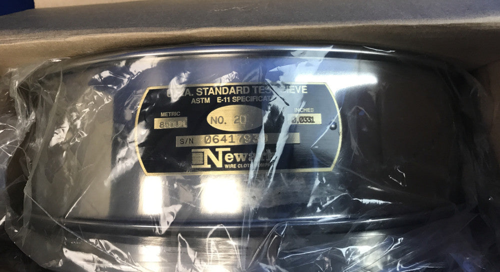 NEWARK No. 20 USA Standard Test Sieve, Stainless/Stainless FH, 12"dia