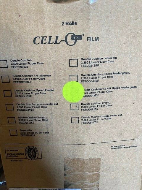2 Rolls - CELL-O EZ FILM Double Cushion FEZDCG1MSF, 1.0 mil Speed Feeder Green