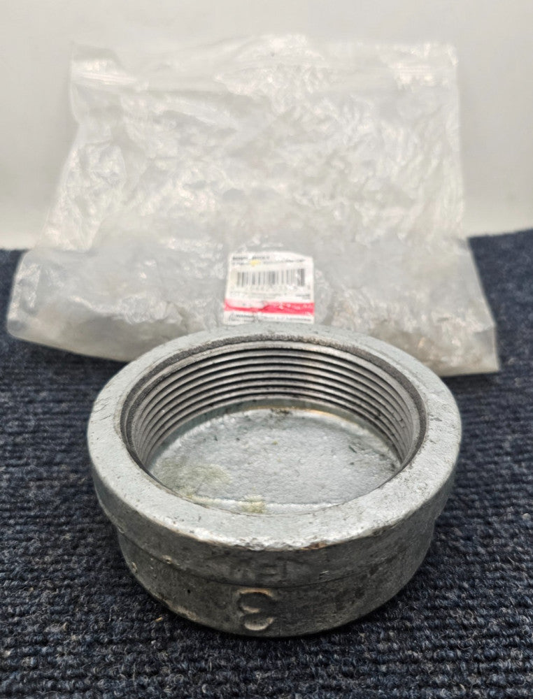 (QTY 2) STZ Industries 351CA-3: Pipe Cap 3" FIP Galvanized Malleable Iron