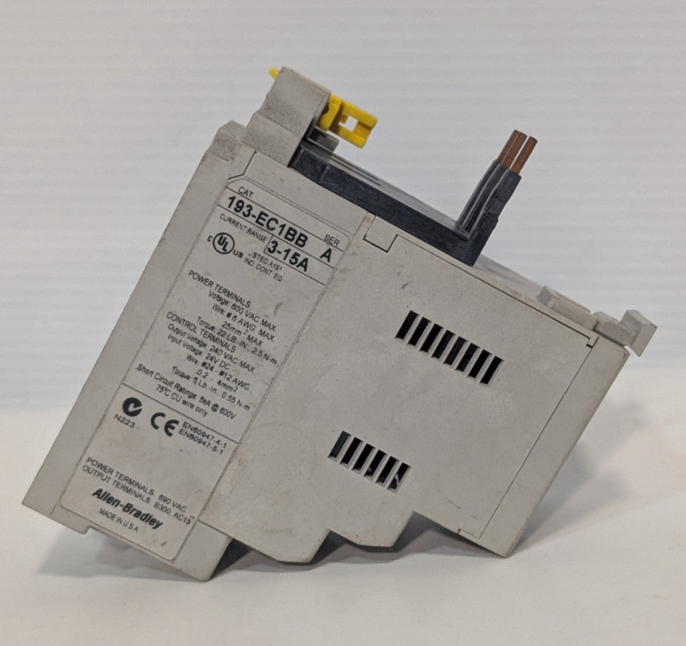 Allen-Bradley 193-EC1BB Ser A DeviceNet industrial overload relay, 3-15A, 600VAC