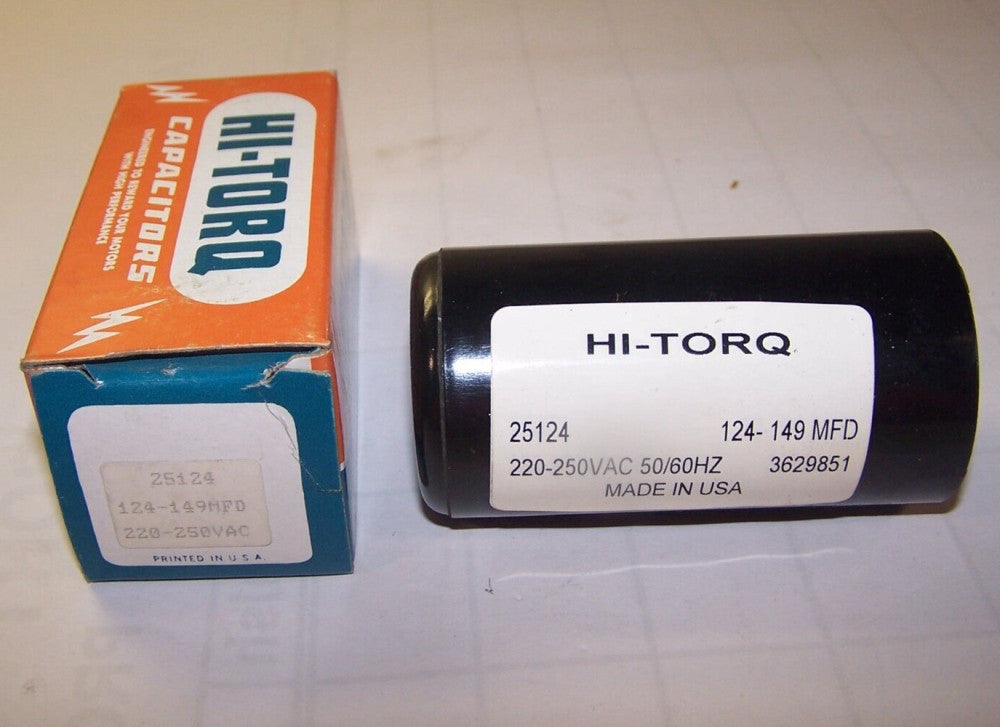 NEW HI-TORQ 220-250 VAC 124-149 MFD CAPACITOR 50/60Hz 25124