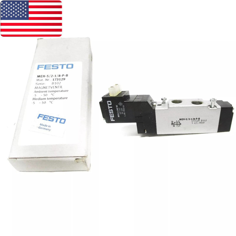 1PC Festo MEH-5/2-1/8-P-B 173129 Pneumatic Solenoid Valve 24VDC 1.5W 8 Par