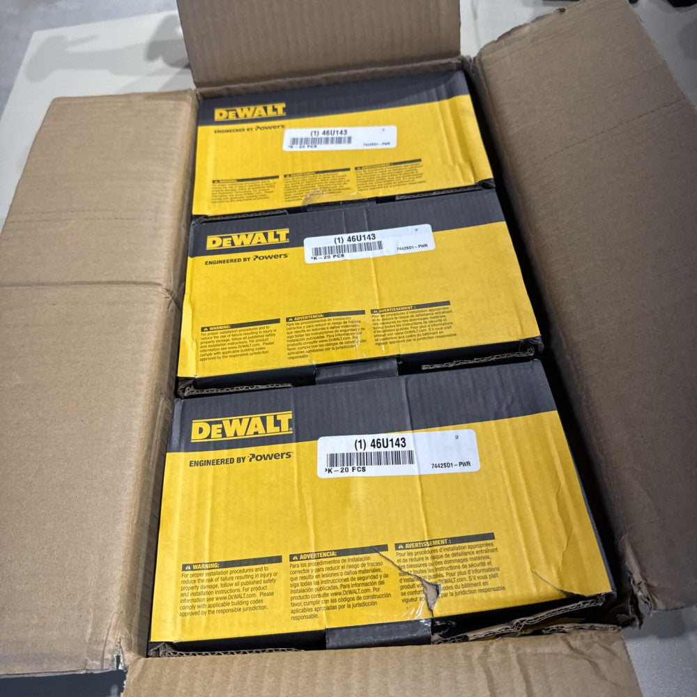 Lot Of 60 DEWALT Wedge Anchor 5 1/2 in Overall 3/4 Dia. Concrete Anchors 7442SD1