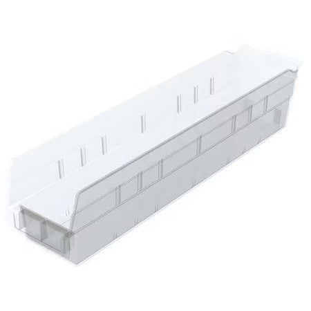 Akro-Mils 30128Sclar Shelf Storage Bin, Plastic, Clear, 4 In H, 4 1/8 In W, 17