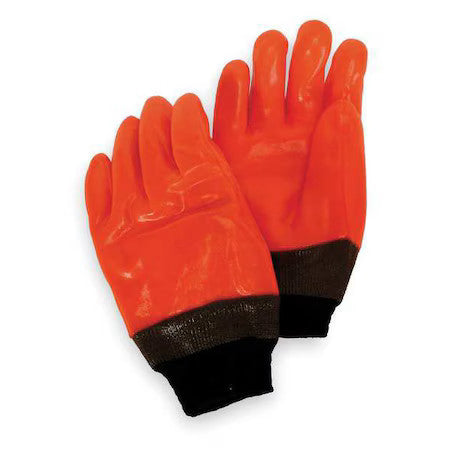 Condor 4Nmu2 Hi-Vis Cold Protection Gloves, Pvc Palm, Foam/Jersey Lining,