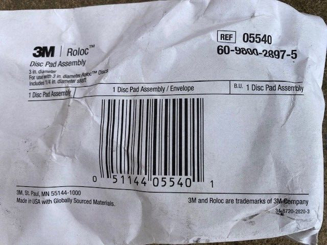 3M Roloc Disc Back-Up Pad Assembly 3", 05540