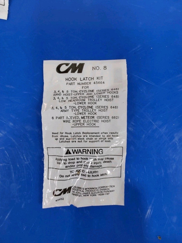 CM 45664 Columbus Mckinnon No 8 Hook Latch Kit 
