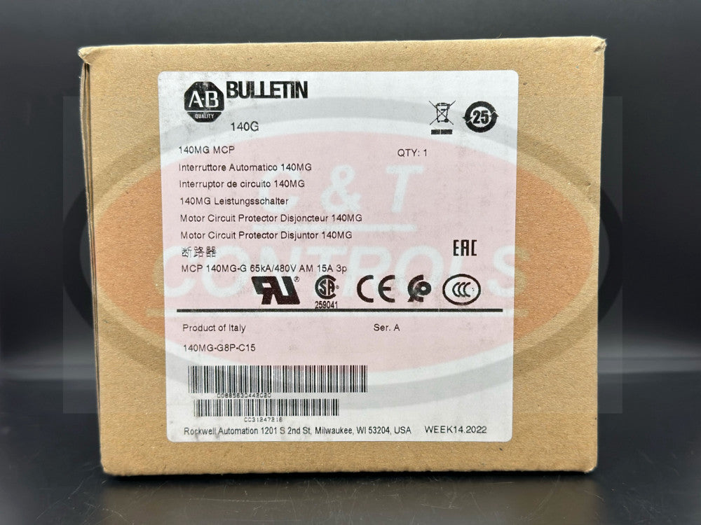 Allen Bradley 140MG-G8P-C15 3P 15A 480V 65kA Motor Circuit Protector New In Box