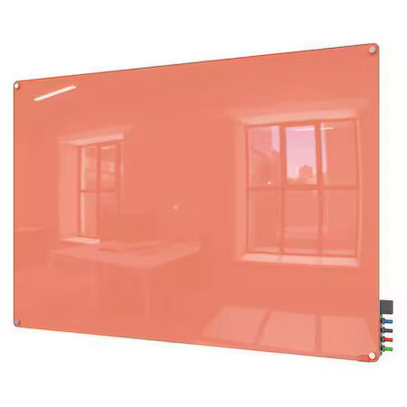 Ghent Hmyrm23ph Dry Erase Board, Glass, 24 In, 36 In, No Frame Frame, Peach,