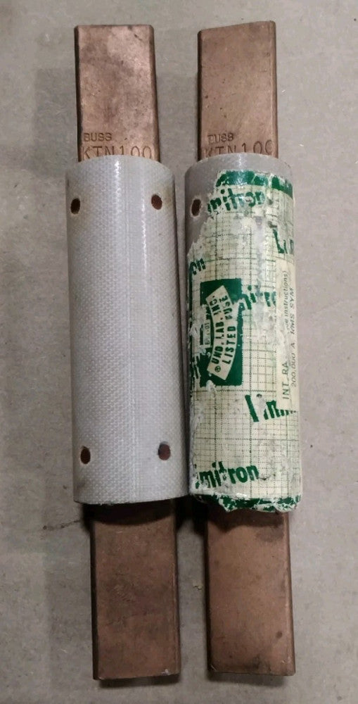 LOT OF 2 BUSSMANN  LIMITRON KTN 100 FUSE KTN100 250 VOLT 100 AMP B32