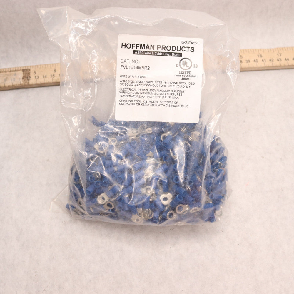 (1000-Pk) Hoffman Products Ring Terminal Connector 10 Stud Circular 14-16 AWG