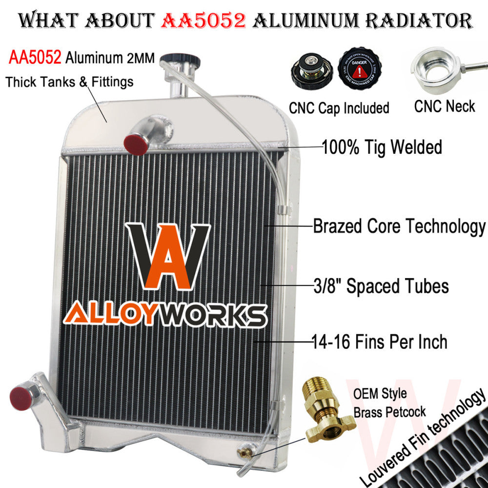 Tractor Radiator For Ford 2N 8N 9N Model 8N8005 With Cap 437821 Aluminum